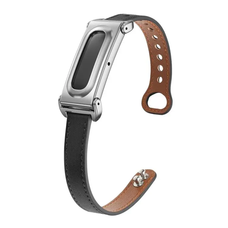 Cassa in metallo, doppi rivetti integrati, cinturino in vera pelle., For Google Fitbit Air