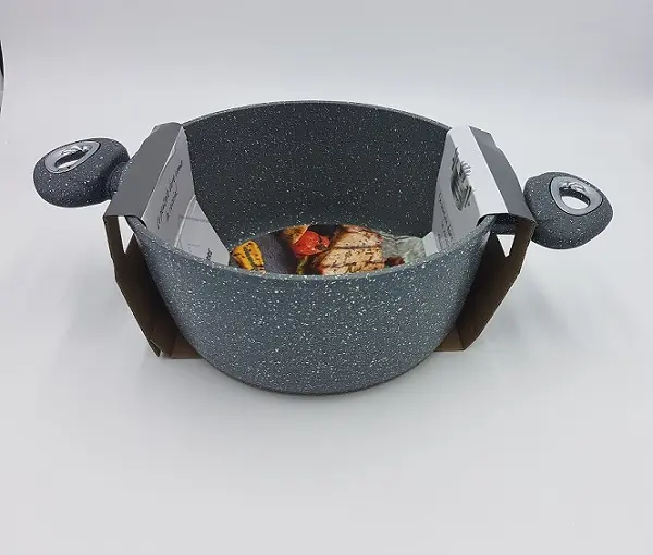 Casseruola Gran Pierre Induzione in Alluminio Pressofuso – Rivestimento Antiaderente Effetto Pietra – Alto Spessore per Cotture Uniformi – Diametri 16-28 cm
