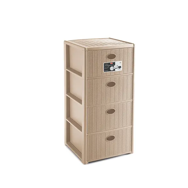 Cassettiera Elegance Stefanplast con 4 Cassetti - Finitura Midollino - 40x40x80h cm - Vari Colori (Blu Navy, Stone Grey, Bianco, Tortora, Moka)