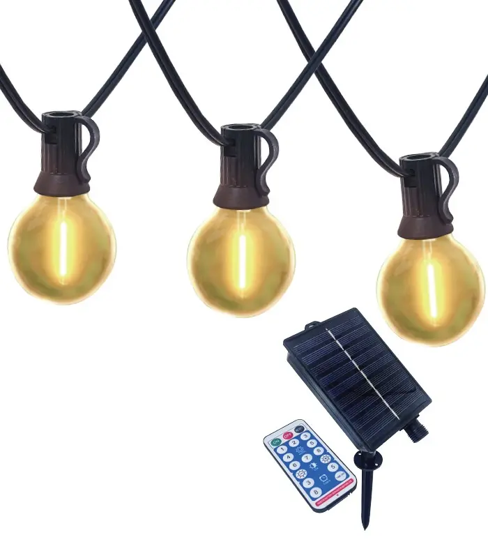 Catena luminosa solare 10 LED 3000K luce calda IP44 con telecomando