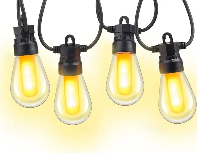 Catena luminosa solare 10 m con 10 lampade LED luce calda IP44