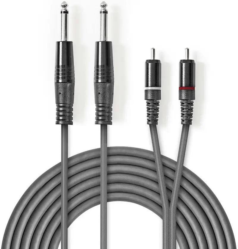 Cavo audio stereo 2x 6,35mm maschio a 2x maschio RCA 1.5m