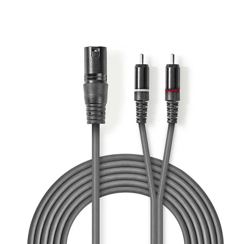 Cavo audio XLR maschio 3 pin a 2x RCA maschio 1.5m grigio