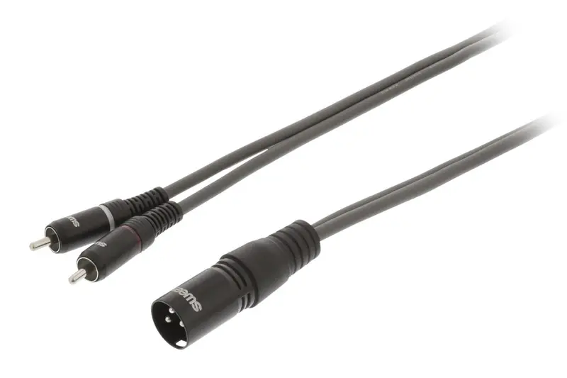 Cavo stereo XLR 3 poli maschio a 2 RCA maschio 5m grigio scuro