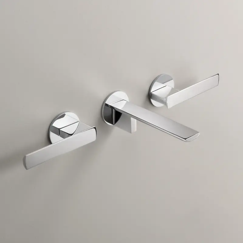 Cea Design Ayla rubinetto lavabo a parete 3 fori con bocca 155mm AYL06 + PWF02