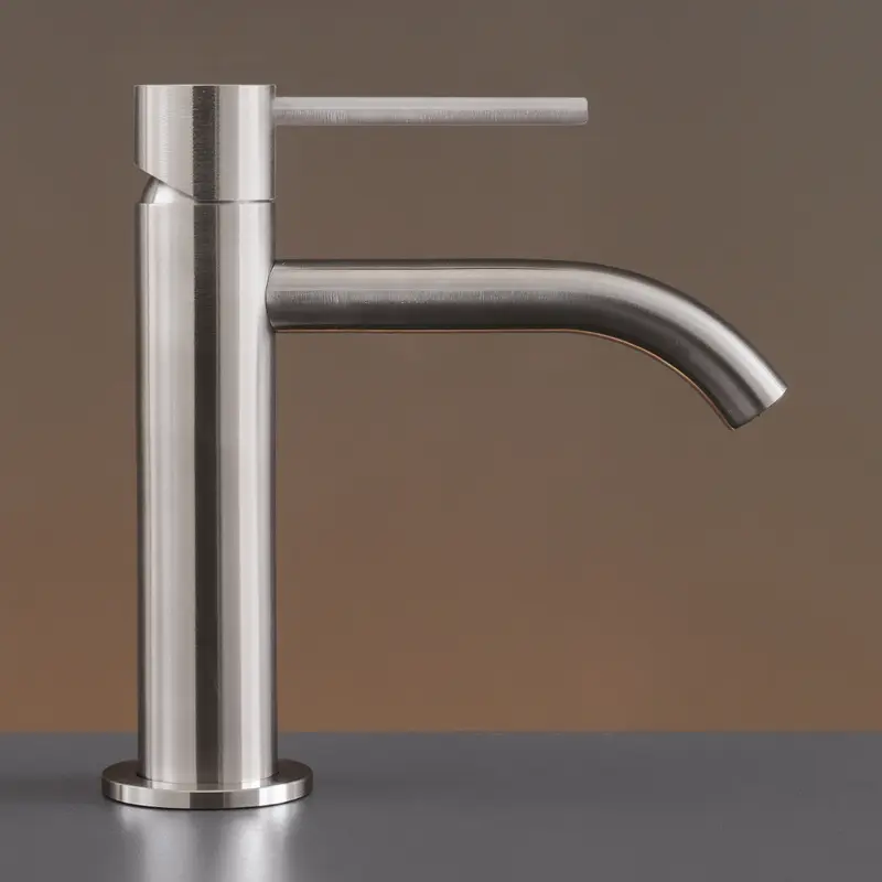 Cea Design Gastone rubinetto lavabo in acciaio satinato e maniglia bianca GAS01