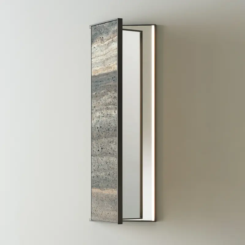 Cea Design specchio extra chiaro 90cm con fronte in marmo e illuminazione SIX81