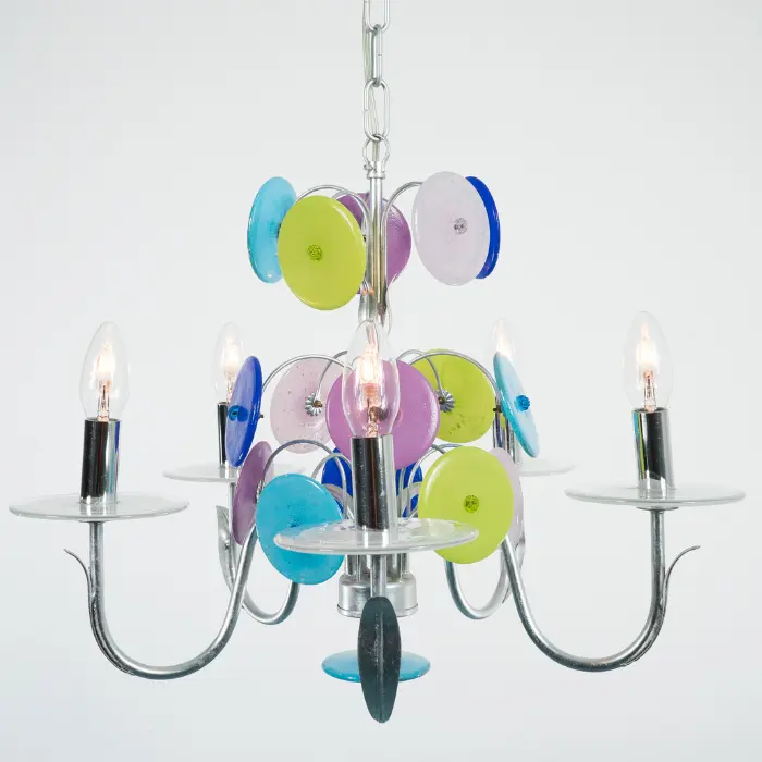 Celestial Murano Chandelier (Blue) - Modernist Style with Handcrafted Colored Glass Discs
