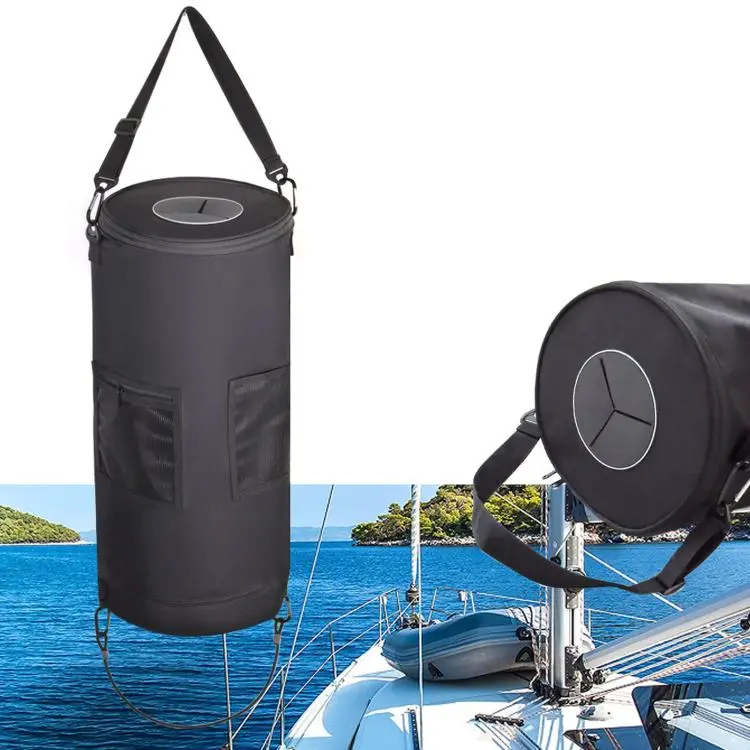 Cestino portatile per barche con cerniera sul fondo, sacco per rifiuti nautici a tenuta stagna per pontoni e camper.