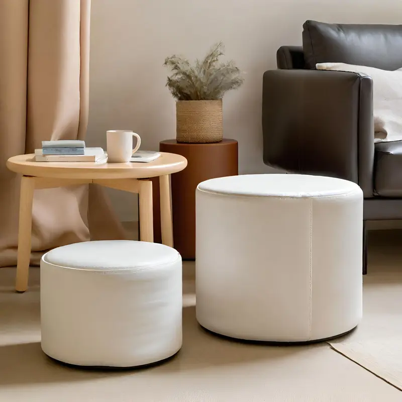 CHILL ECO 35, Pouf Poggiapiedi Rotondo in Ecopelle 35 x h35