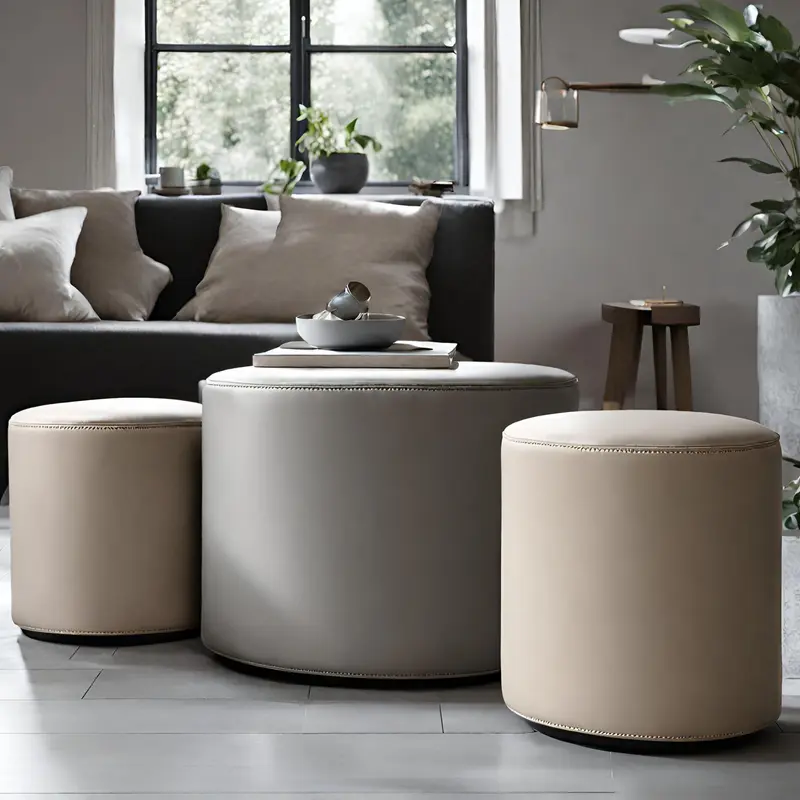 CHILL ECO 42, Pouf Poggiapiedi Rotondo in Ecopelle 42 x h42