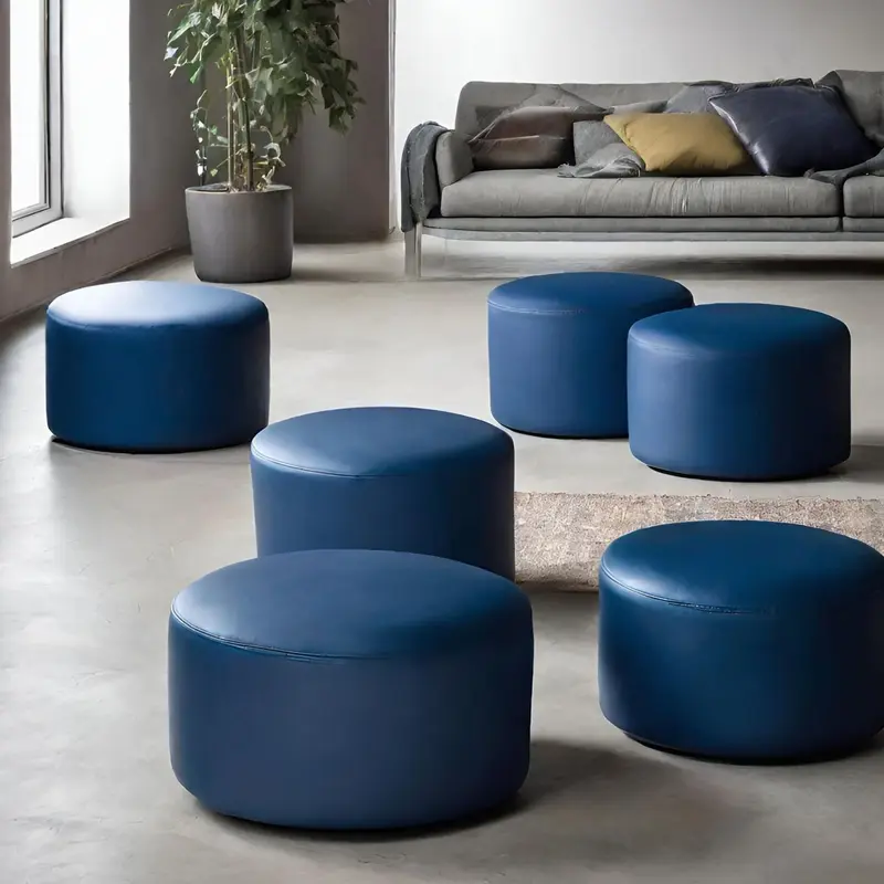 CHILL ECO 55, Pouf Poggiapiedi Rotondo in Ecopelle 55 x h42