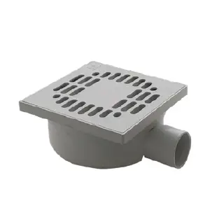 Chiusino orientabile sifonato ribassato 15x15 cm in PP grigio con scarico