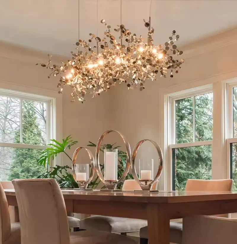 Chrome Leaf Chandelier