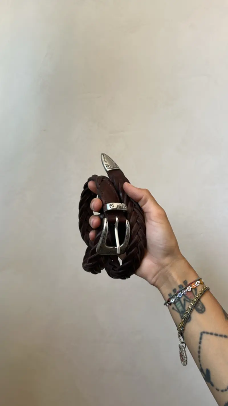 Cintura Treccia Cuoio