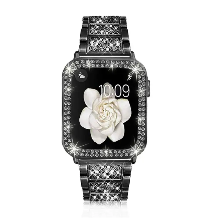 Cinturino in metallo con diamanti per la serie Apple Watch, 7 45mm / 6&SE&5&4 44mm / 3&2&1 42mm, 7 41mm / 6&SE&5&4 40mm / 3&2&1 38mm