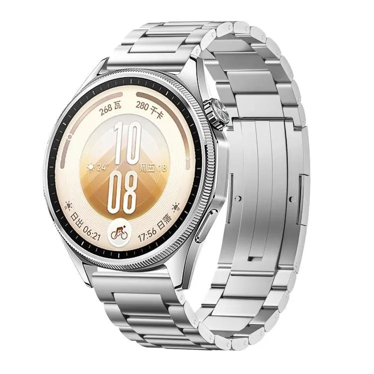 Cinturino per orologio in acciaio inossidabile con chiusura pieghevole a tre perline., 22mm