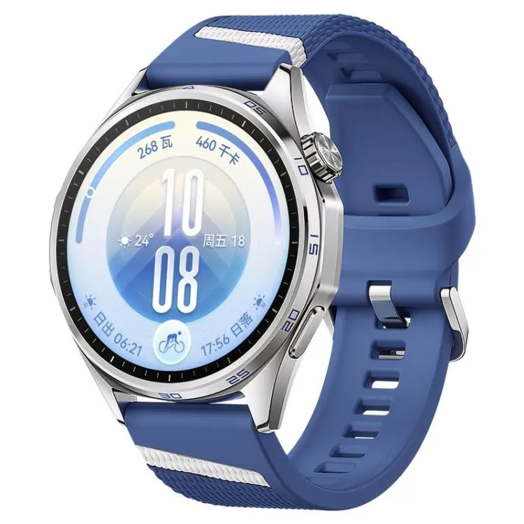 Cinturino per orologio in silicone bicolore con trama a righe diagonali e pulsante di pressione., 22mm