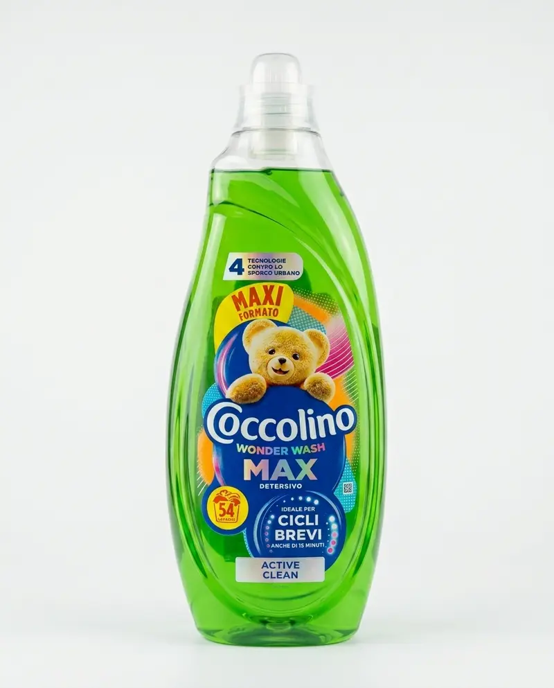 Coccolino Wonder Wash MAX Active Clean 2,16 L | Detersivo Lavatrice 54 Lavaggi | Efficace in 15 Minuti | Tecnologia PRO-S contro lo Sporco Urbano e i Cattivi Odori