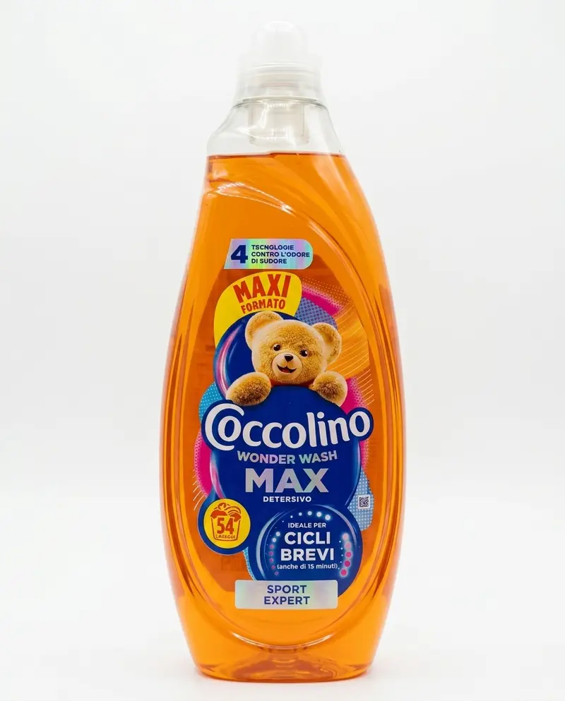 Coccolino Wonder Wash MAX Sport Expert 2,16L 54 Lavaggi Tecnologia PRO-S – Detersivo Lavatrice Capi Sportivi e Sintetici Cicli Brevi 15 Minuti