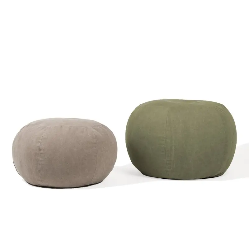 COCOON SOFT M, Pouf Sacco Rotondo in Cotone Sfoderabile 58x40
