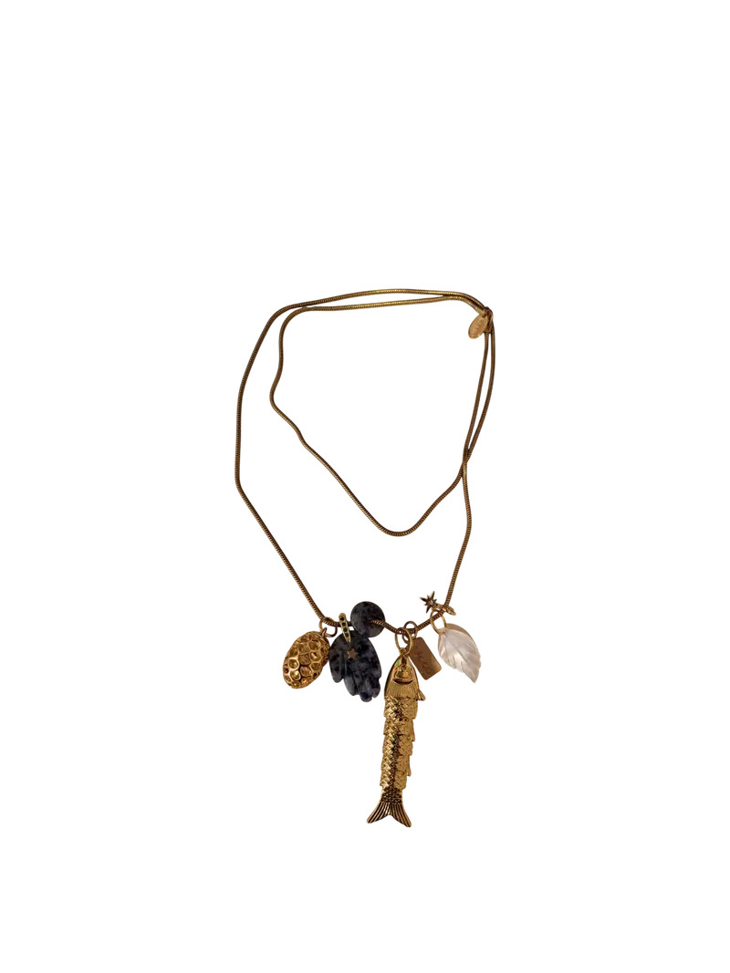 Collana bloop con pesce e mano blu - mr biggy