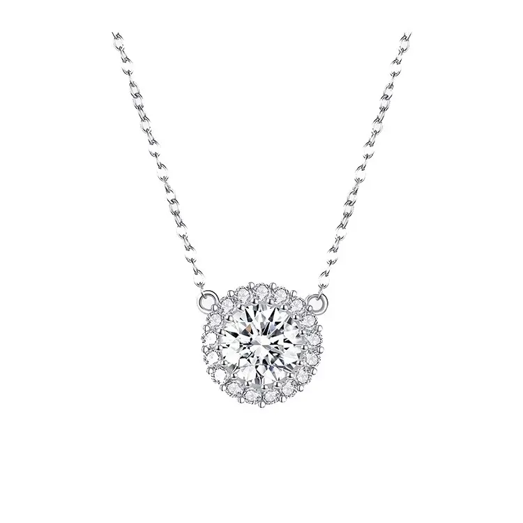 Collana con zirconi placcati in platino Collana semplice da donna in argento sterling S925, SCN345