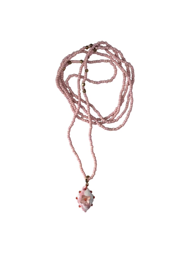 Collana lunga perline di conteria rosa Cristina Lanza