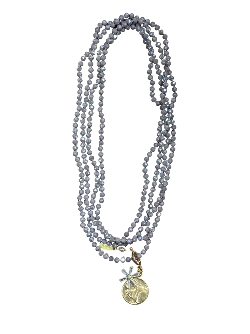 Collana lunga rosario grigia Francesca Maida