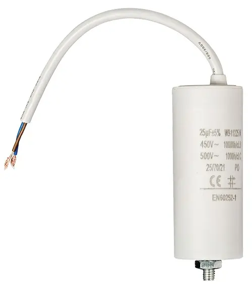 Condensatore 25uf 450 V con cavo 250 mm