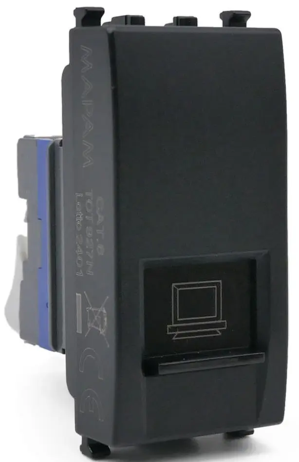 Connettore di rete RJ45 CAT6 nero compatibile Vimar Arké