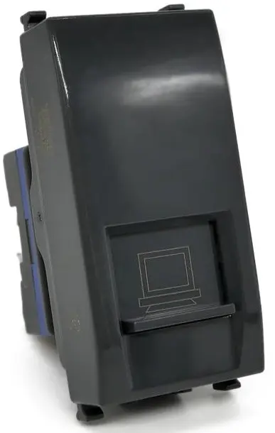 Connettore di rete RJ45 nero compatibile Vimar Plana