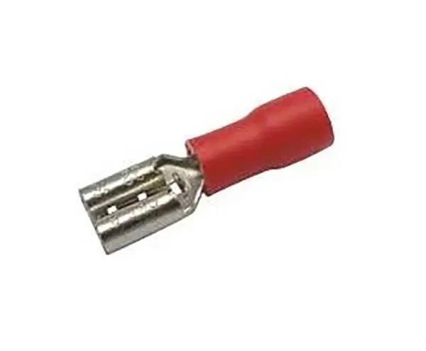 Connettore Faston femmina isolato 4,8 mm rosso per cavi 0,5-1,5 mm