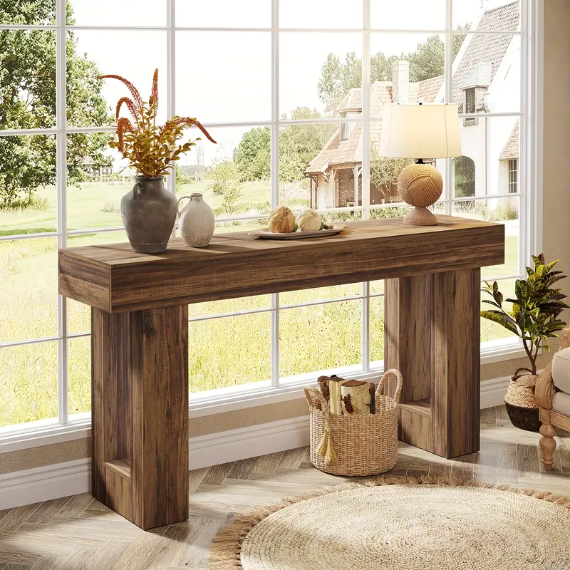 Console Rovere 160cm - Tavolo Ingresso Design Contemporaneo Marrone Naturale