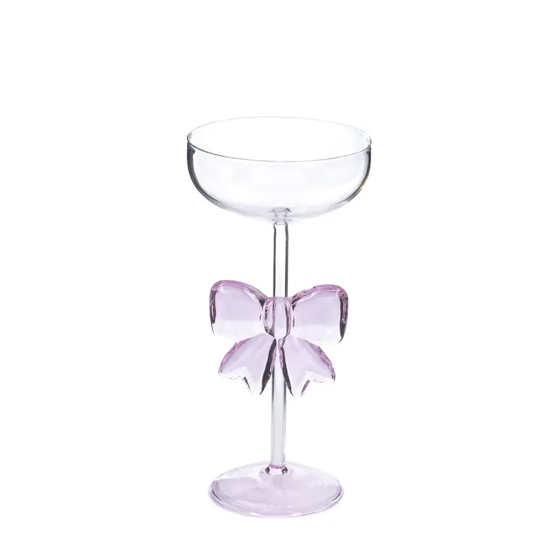 Coppa in Vetro Trasparente con Fiocco Rosa – Goodwill, 19,5cm