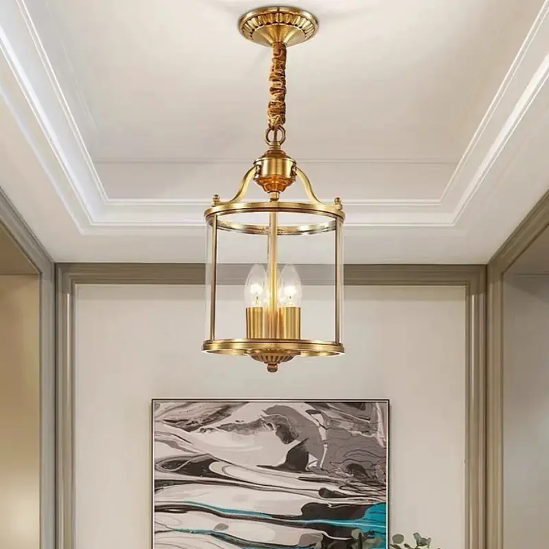Copper And Glass Birdcage Hanging Lamp