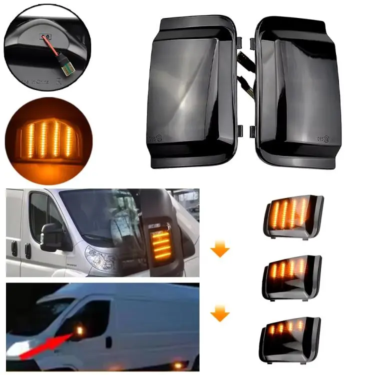 Coppia di indicatori di direzione a LED dinamici per specchietti laterali per Fiat Ducato / Peugeot Boxer / Ram ProMaster / Citroen Jumper Relay 2006-2019