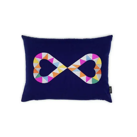 Cuscino Embroidered Pillows Double Heart 2, blu