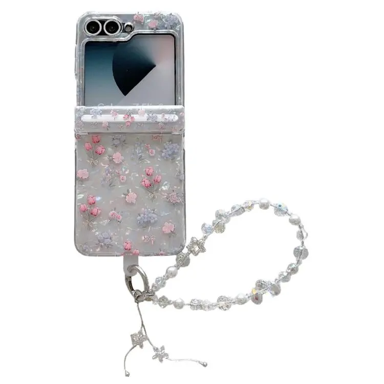 Custodia antiurto glitter con motivo floreale per Samsung Galaxy Z