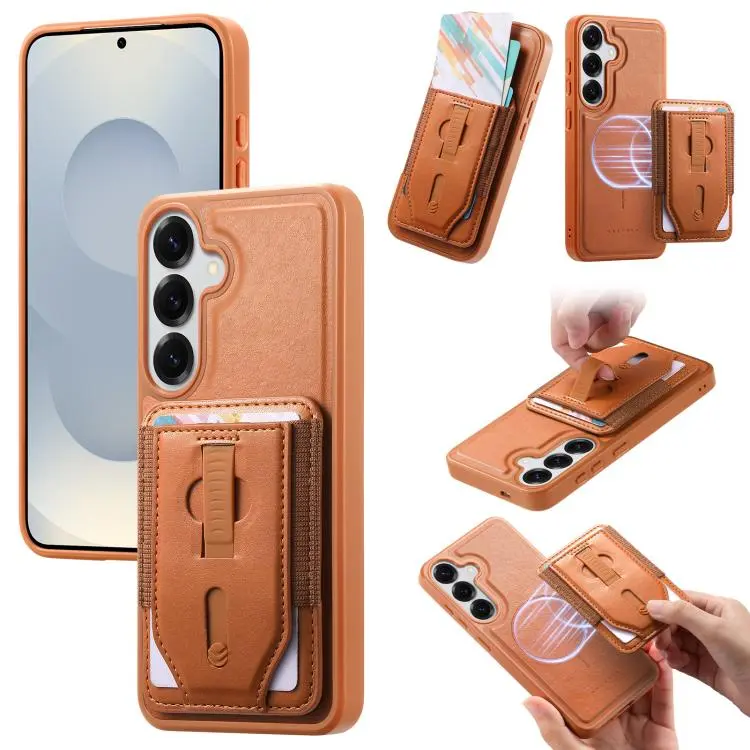Custodia CaseNeo retro con cinturino elastico e porta carte per Galaxy S24+ 5G e