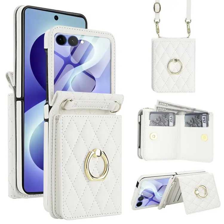 Custodia con anello a trama romboidale e RFID per Galaxy Z Flip8 5G, Samsung