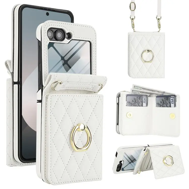 Custodia con anello a trama romboidale e tecnologia RFID per Samsung Galaxy Z