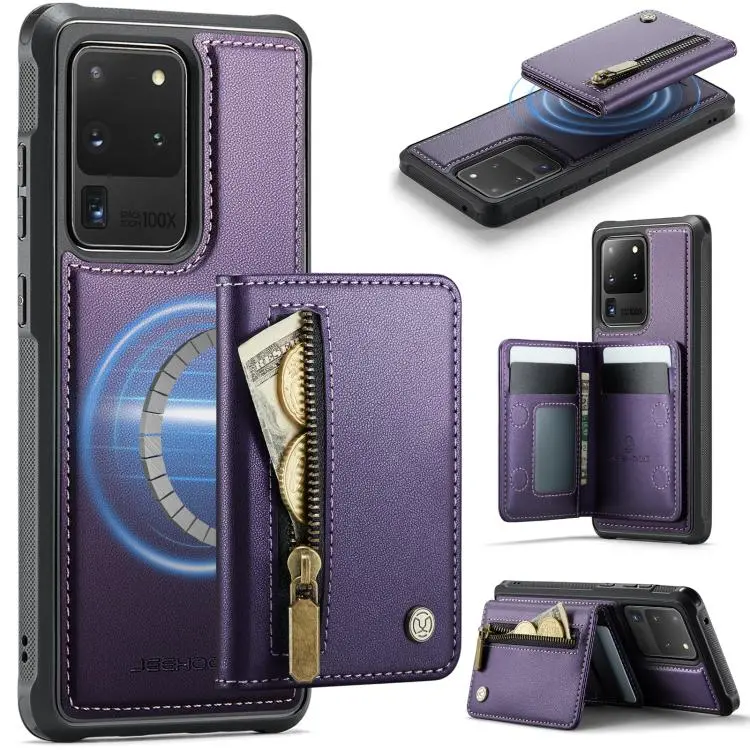 Custodia con cerniera, protezione RFID e porta carte per Samsung Galaxy S20