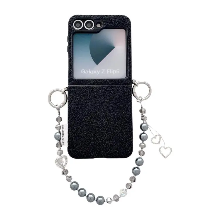 Custodia con cinturino da polso e ganci metallici per Samsung Galaxy Z Flip6/7
