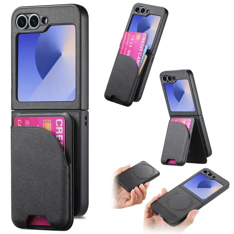 Custodia con retro magnetico in pelle per Galaxy Z Flip5, Flip4 e Flip3 5G