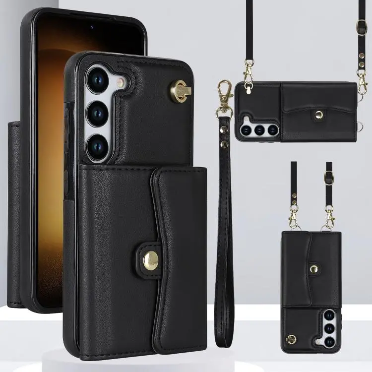 Custodia con slot per schede RFID e cordino per Samsung Galaxy S24 5G