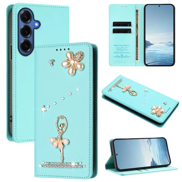 Custodia ecopelle con protezione RFID e strass per Samsung Galaxy S26+ S26 Edge