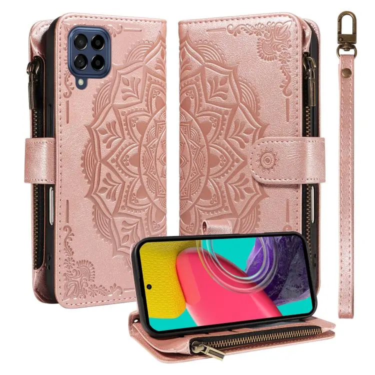 Custodia ecopelle vegana con cerniera e protezione RFID per Samsung Galaxy M53