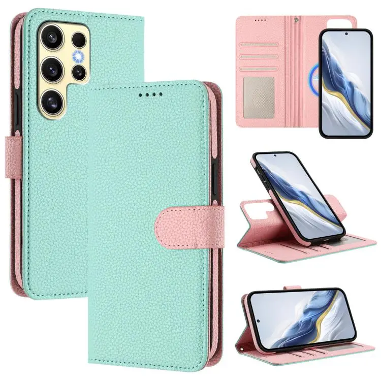 Custodia ecopelle vegana con texture litchi e chiusura magnetica per Samsung