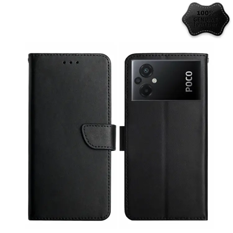 Custodia flip in vera pelle per Xiaomi Poco M5 4G/5G, Poco M5s, Redmi A1 e Redmi